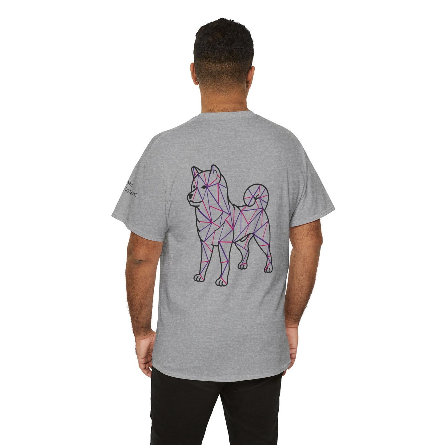 SHIBA SWANK Short Sleeve Pink & Purple Design On Front And Back, Unisex Cotton Top Available In Grey, Pink, Green And White