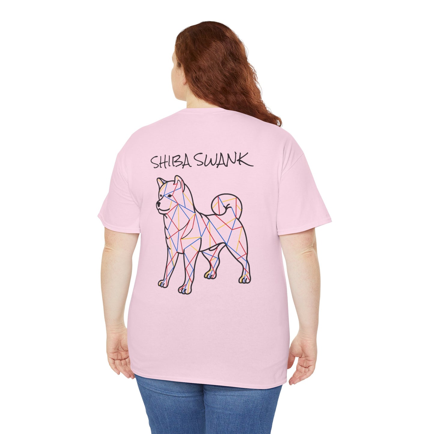 ORIGINAL SHIBA SWANK Short Sleeve Unisex Cotton T Shirt, Blue, Red and Yellow Design