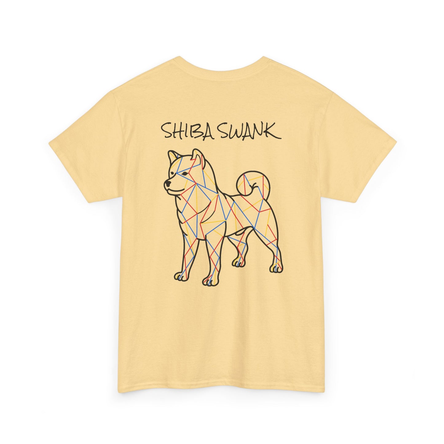 ORIGINAL SHIBA SWANK Short Sleeve Unisex Cotton T Shirt, Blue, Red and Yellow Design