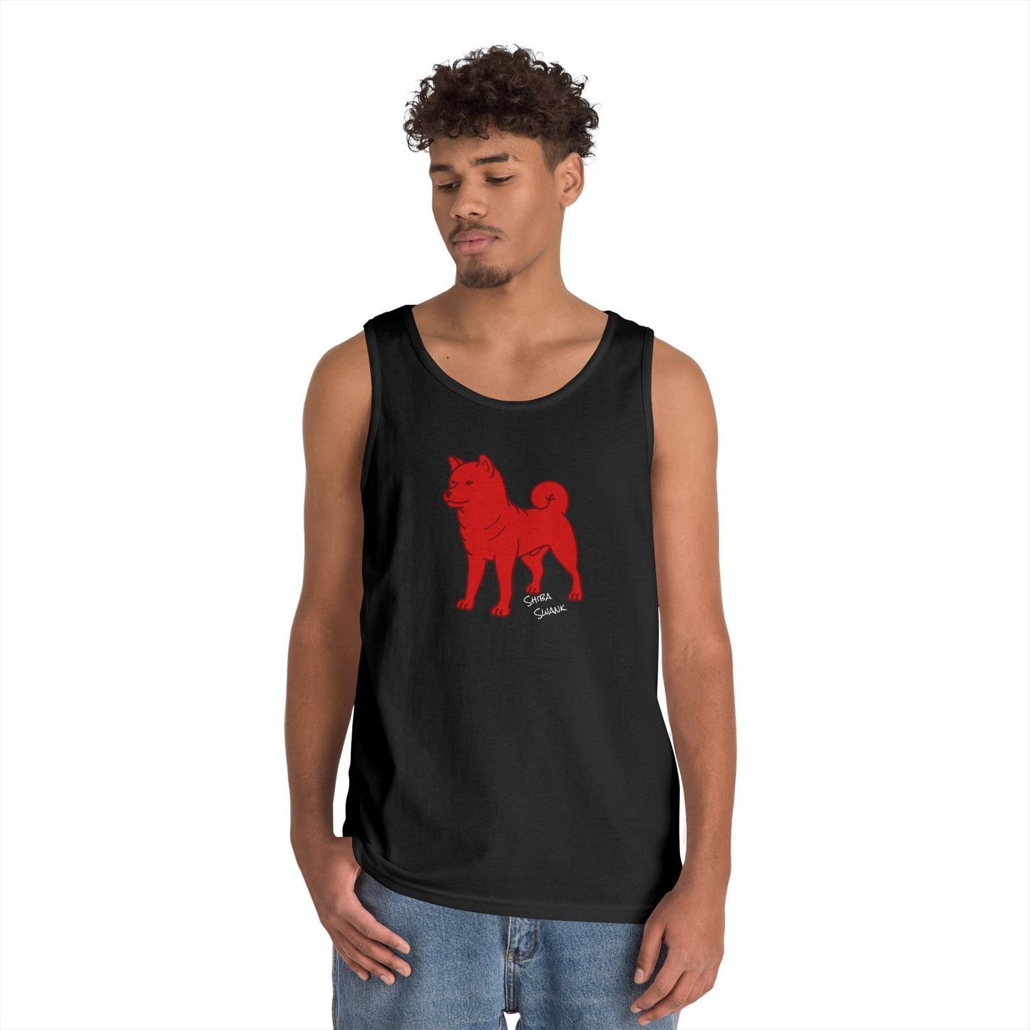 SHIBA SWANK Tank Top - Orange, Red, Yellow, White Designs on Several Color Tanks, Great For Beach, Sports, Yoga, Casual