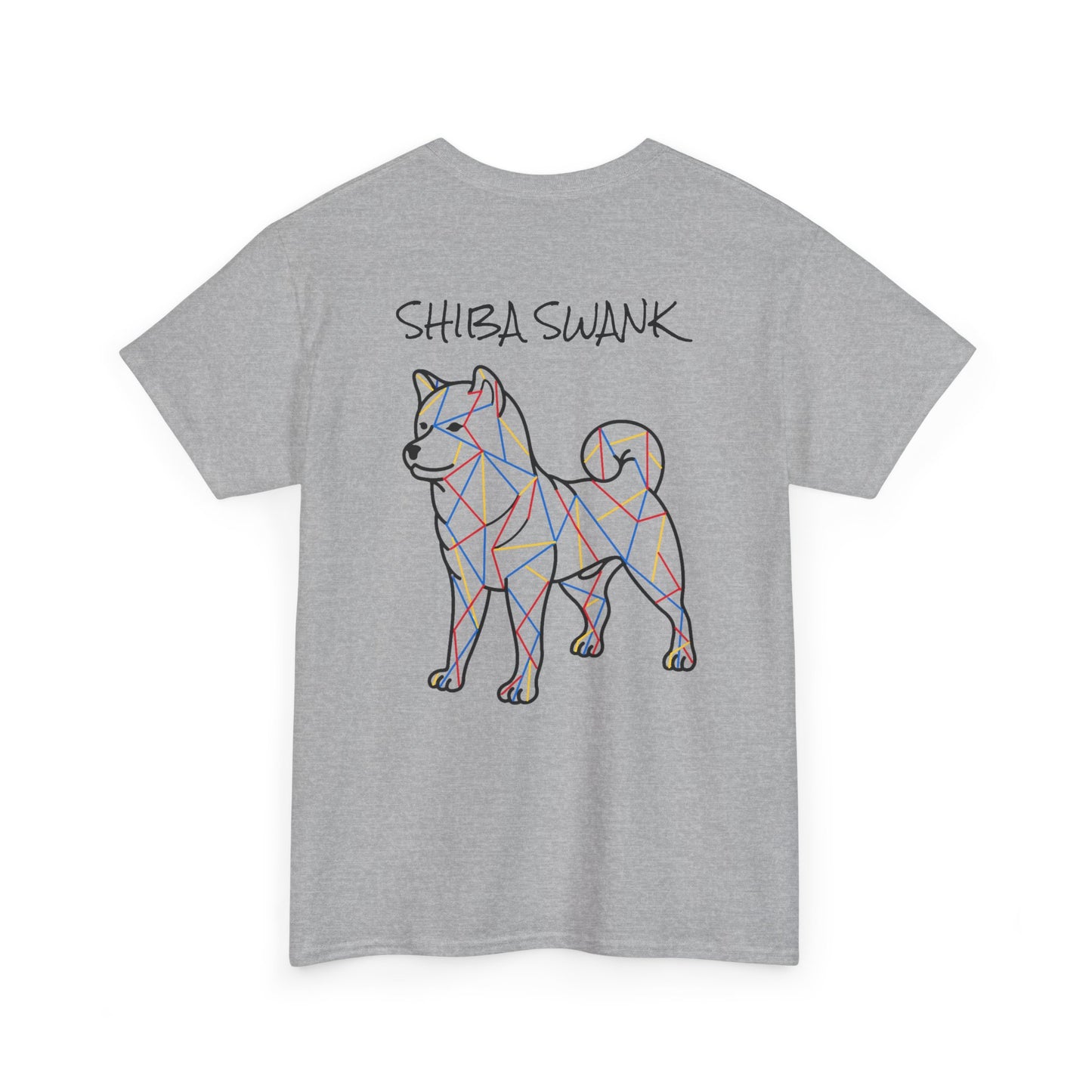 ORIGINAL SHIBA SWANK Short Sleeve Unisex Cotton T Shirt, Blue, Red and Yellow Design