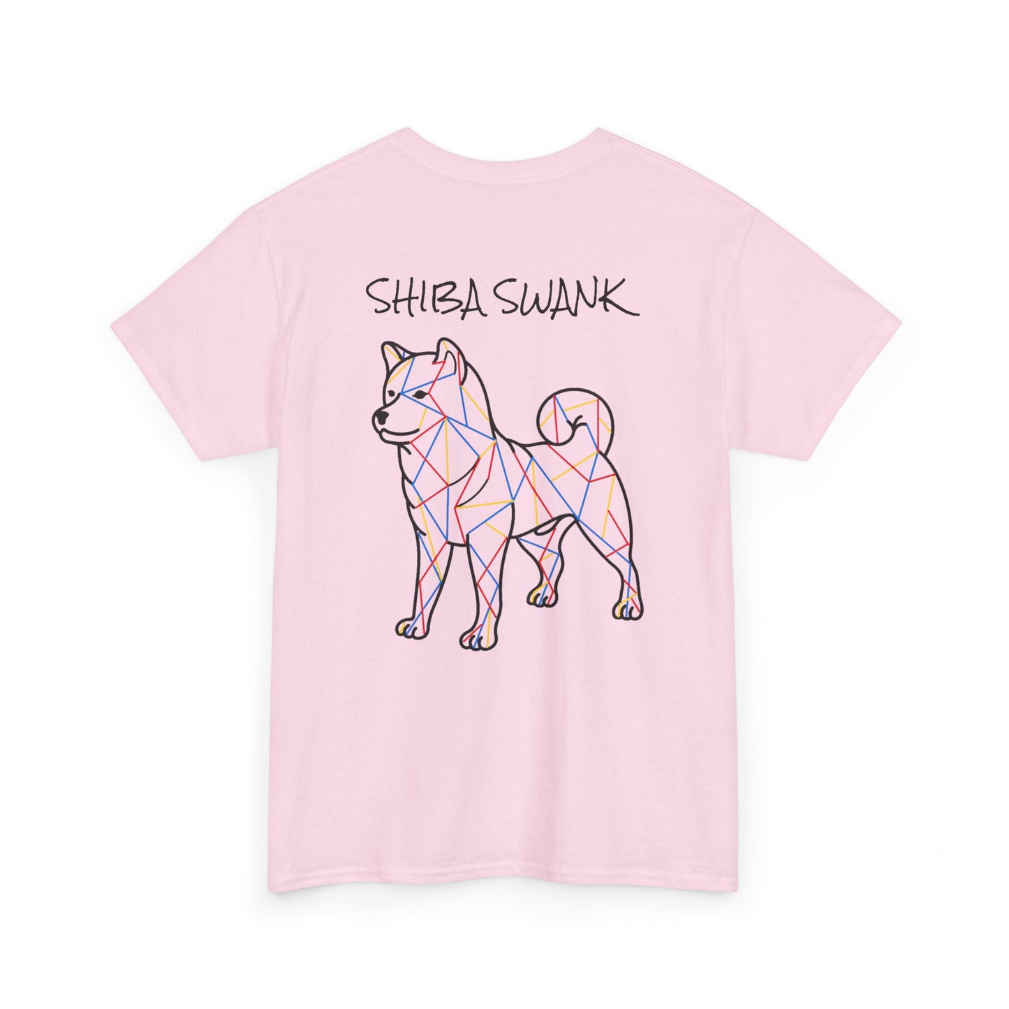 ORIGINAL SHIBA SWANK Short Sleeve Unisex Cotton T Shirt, Blue, Red and Yellow Design