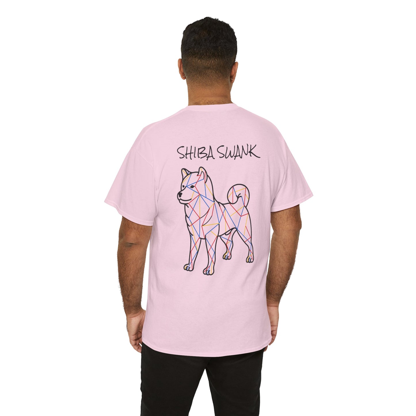 ORIGINAL SHIBA SWANK Short Sleeve Unisex Cotton T Shirt, Blue, Red and Yellow Design