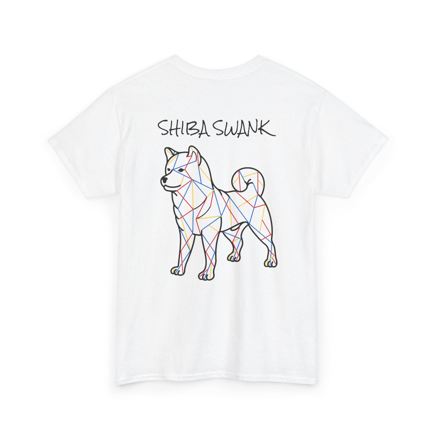 ORIGINAL SHIBA SWANK Short Sleeve Unisex Cotton T Shirt, Blue, Red and Yellow Design