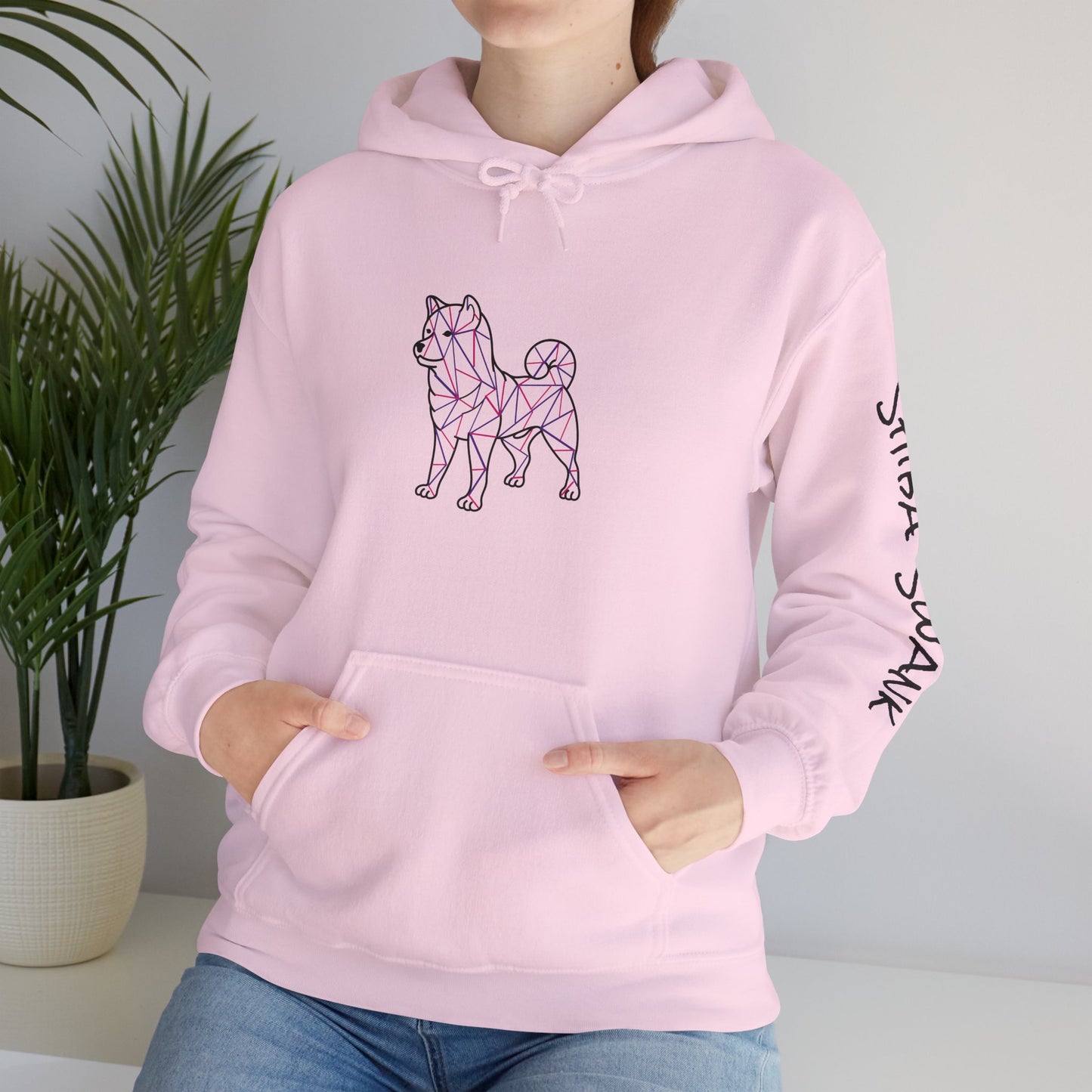 SHIBA SWANK Long Sleeve Athletic Casual Hoodie - Unisex Heavy Blend™ Hooded Sweatshirt, Pink & Purple Design