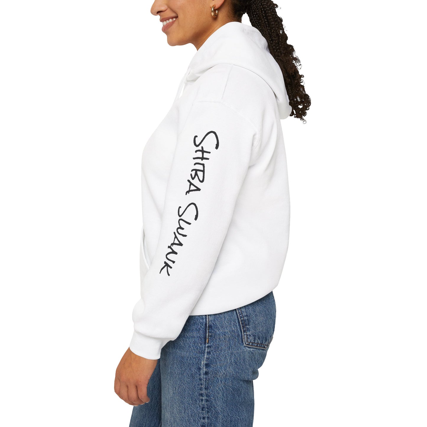 SHIBA SWANK Long Sleeve Athletic Casual Hoodie - Unisex Heavy Blend™ Hooded Sweatshirt, Pink & Purple Design