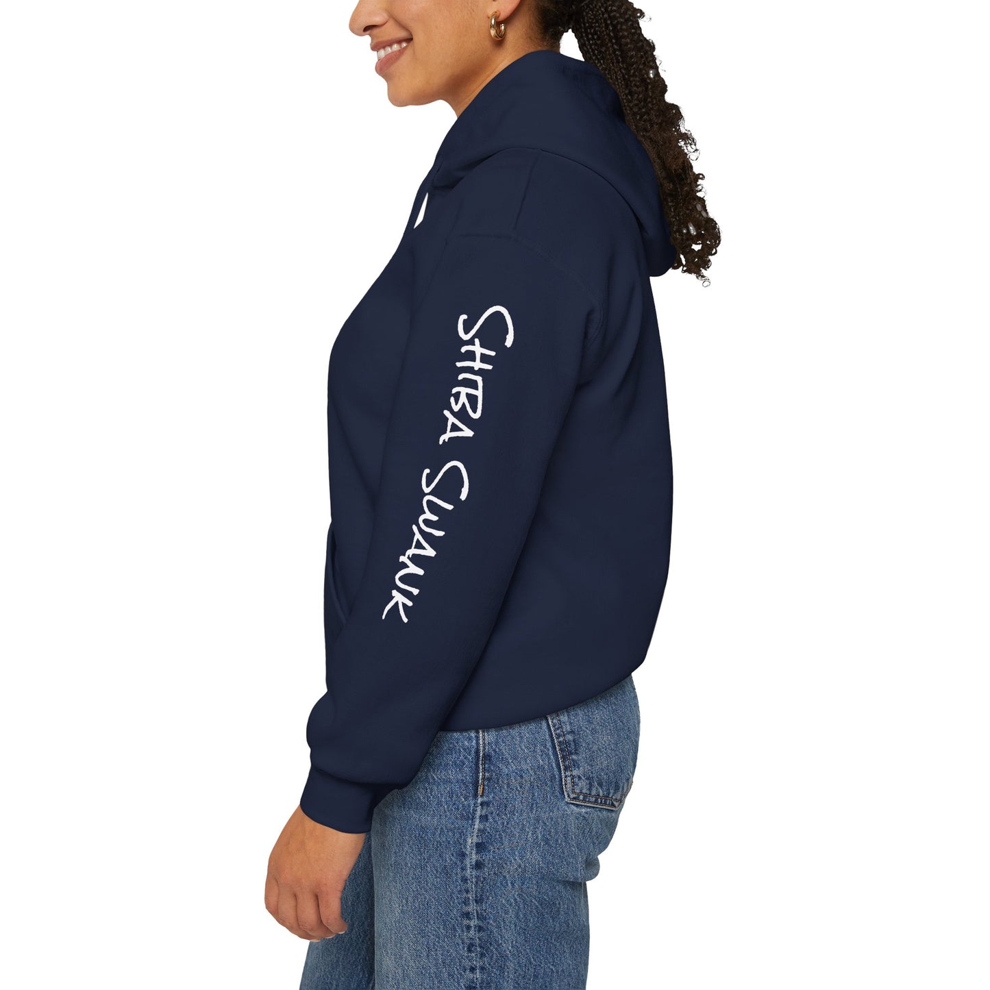 SHIBA SWANK Long Sleeve Unisex Heavy Blend™ Hooded Sweatshirt, Design On Front, Back and Sleeve