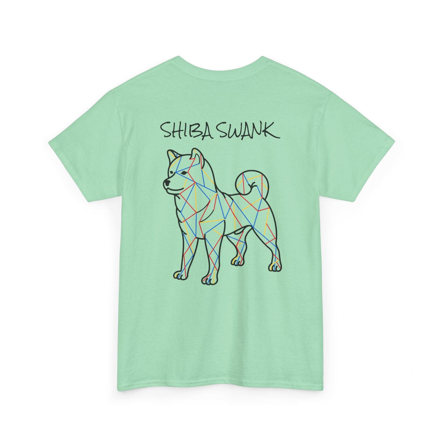 ORIGINAL SHIBA SWANK Short Sleeve Unisex Cotton T Shirt, Blue, Red and Yellow Design
