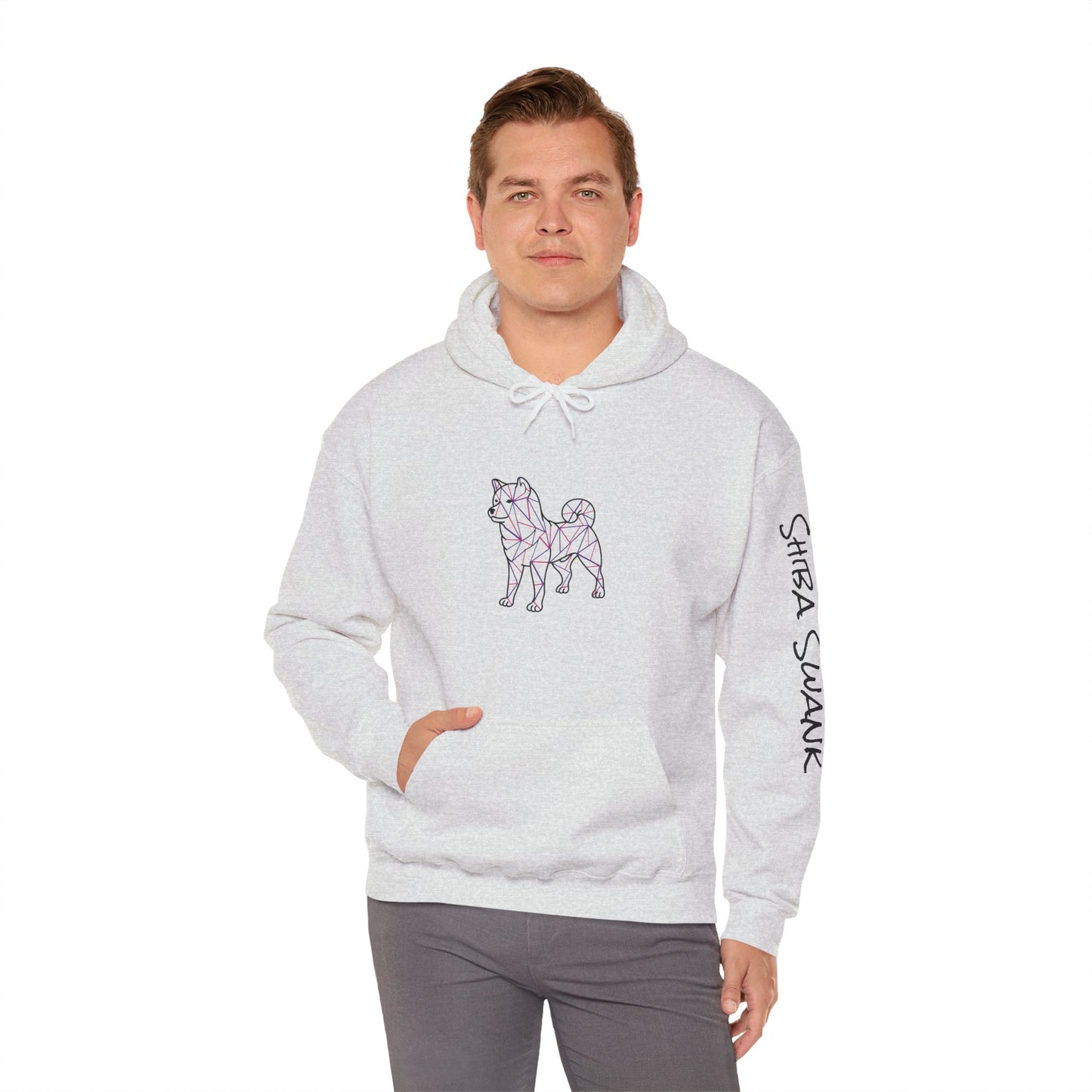 SHIBA SWANK Long Sleeve Athletic Casual Hoodie - Unisex Heavy Blend™ Hooded Sweatshirt, Pink & Purple Design