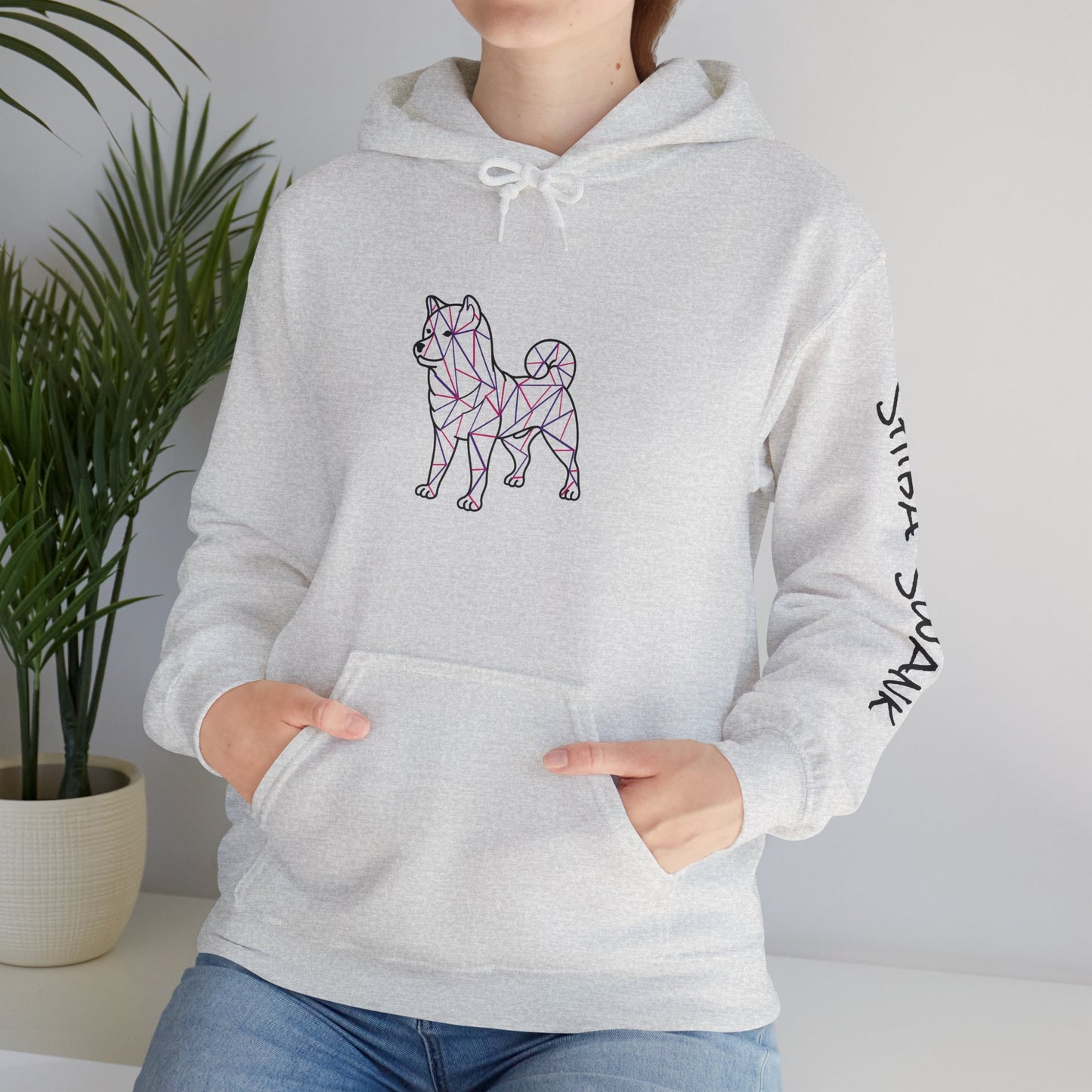 SHIBA SWANK Long Sleeve Athletic Casual Hoodie - Unisex Heavy Blend™ Hooded Sweatshirt, Pink & Purple Design