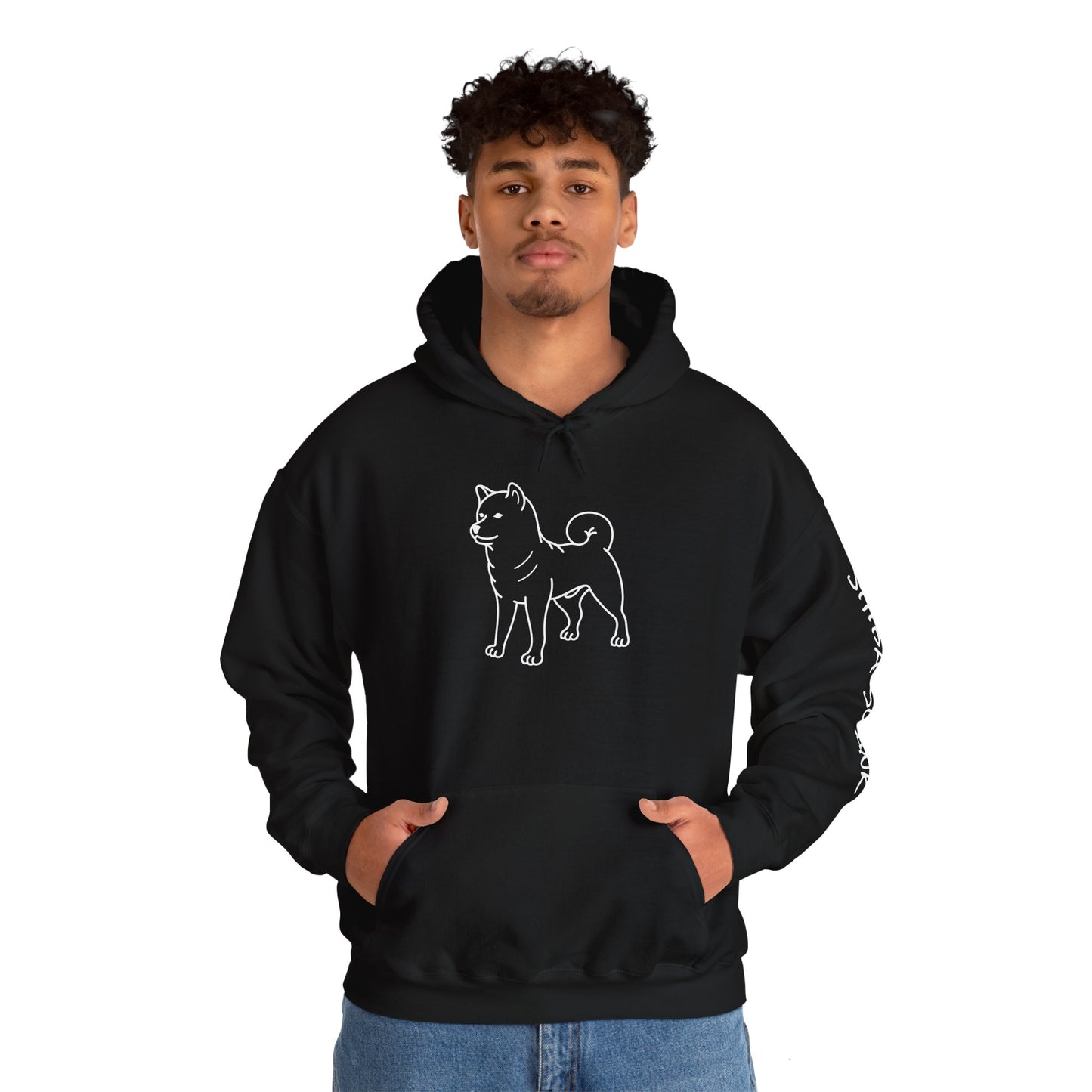 SHIBA SWANK Long Sleeve Unisex Heavy Blend™ Hooded Sweatshirt, Design On Front, Back and Sleeve