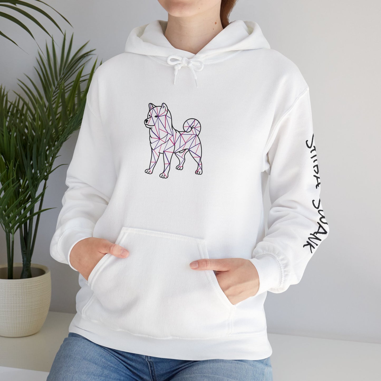 SHIBA SWANK Long Sleeve Athletic Casual Hoodie - Unisex Heavy Blend™ Hooded Sweatshirt, Pink & Purple Design