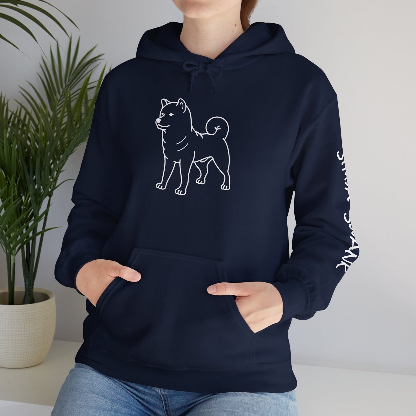 SHIBA SWANK Long Sleeve Unisex Heavy Blend™ Hooded Sweatshirt, Design On Front, Back and Sleeve