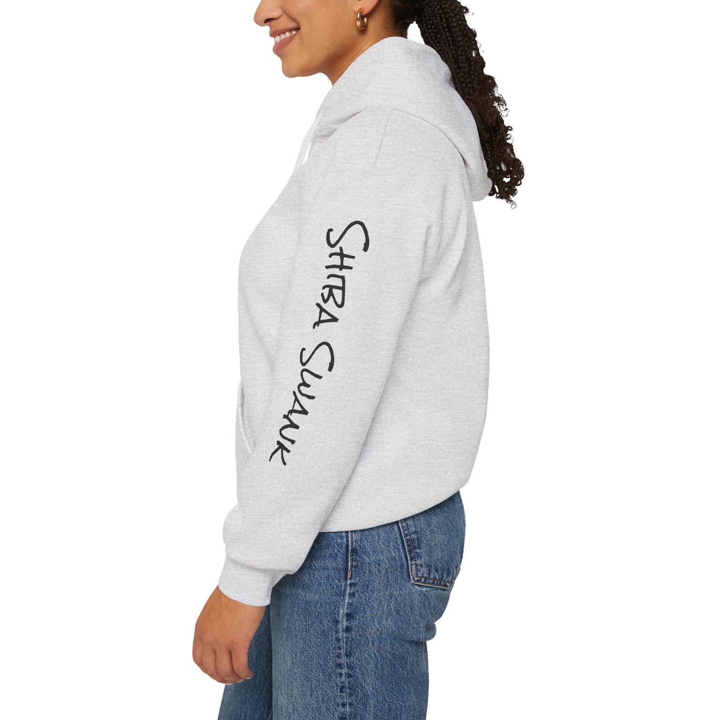 SHIBA SWANK Long Sleeve Athletic Casual Hoodie - Unisex Heavy Blend™ Hooded Sweatshirt, Pink & Purple Design