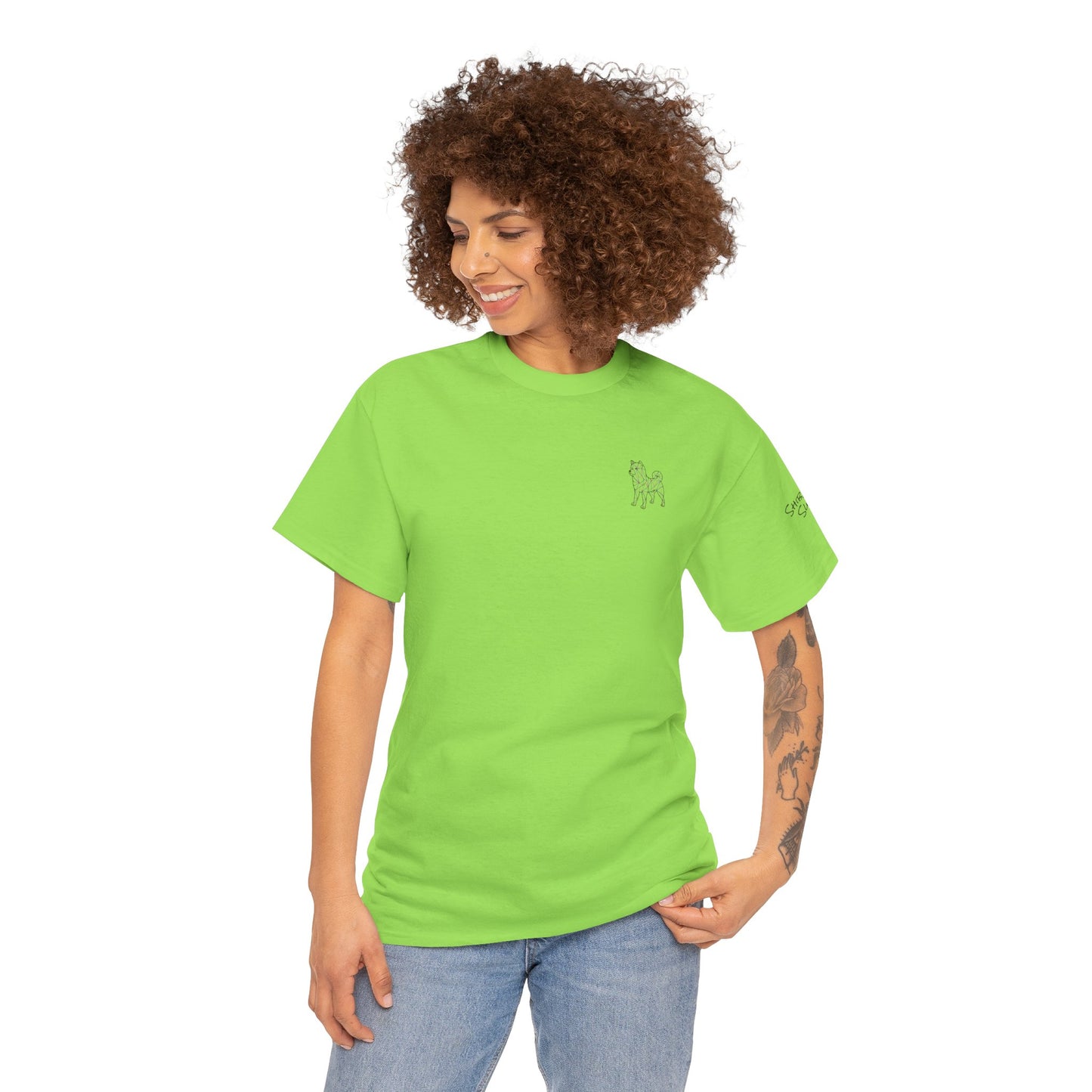 SHIBA SWANK Short Sleeve Pink & Purple Design On Front And Back, Unisex Cotton Top Available In Grey, Pink, Green And White