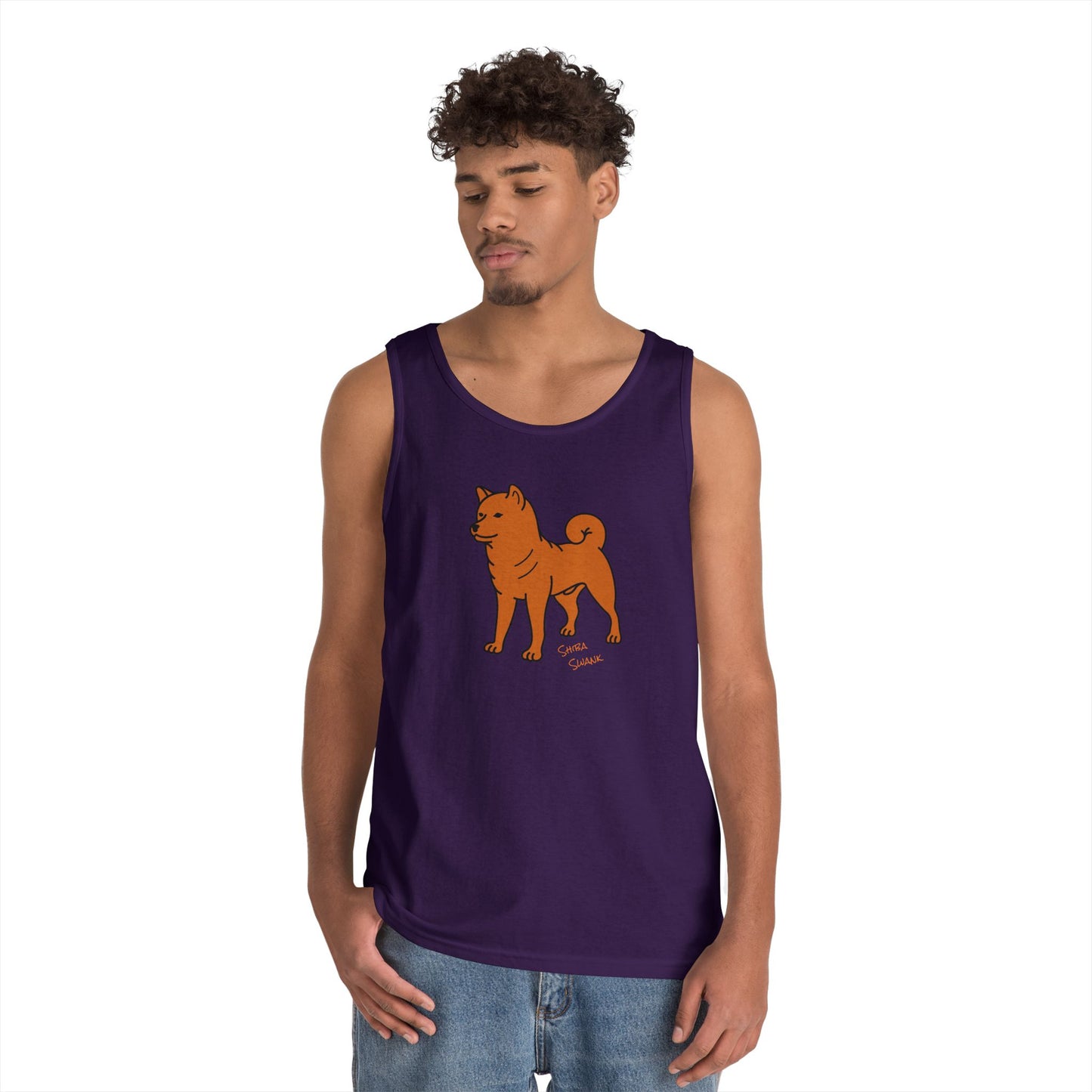 SHIBA SWANK Tank Top - Orange, Red, Yellow, White Designs on Several Color Tanks, Great For Beach, Sports, Yoga, Casual