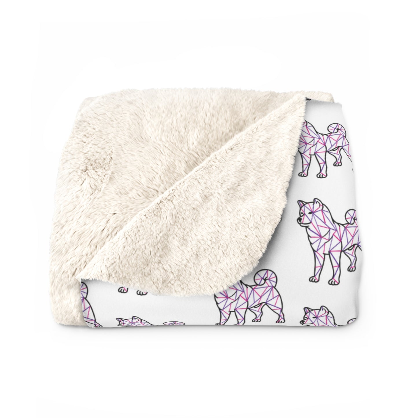 Shiba Inu Sherpa Fleece Blanket - Pink & Purple