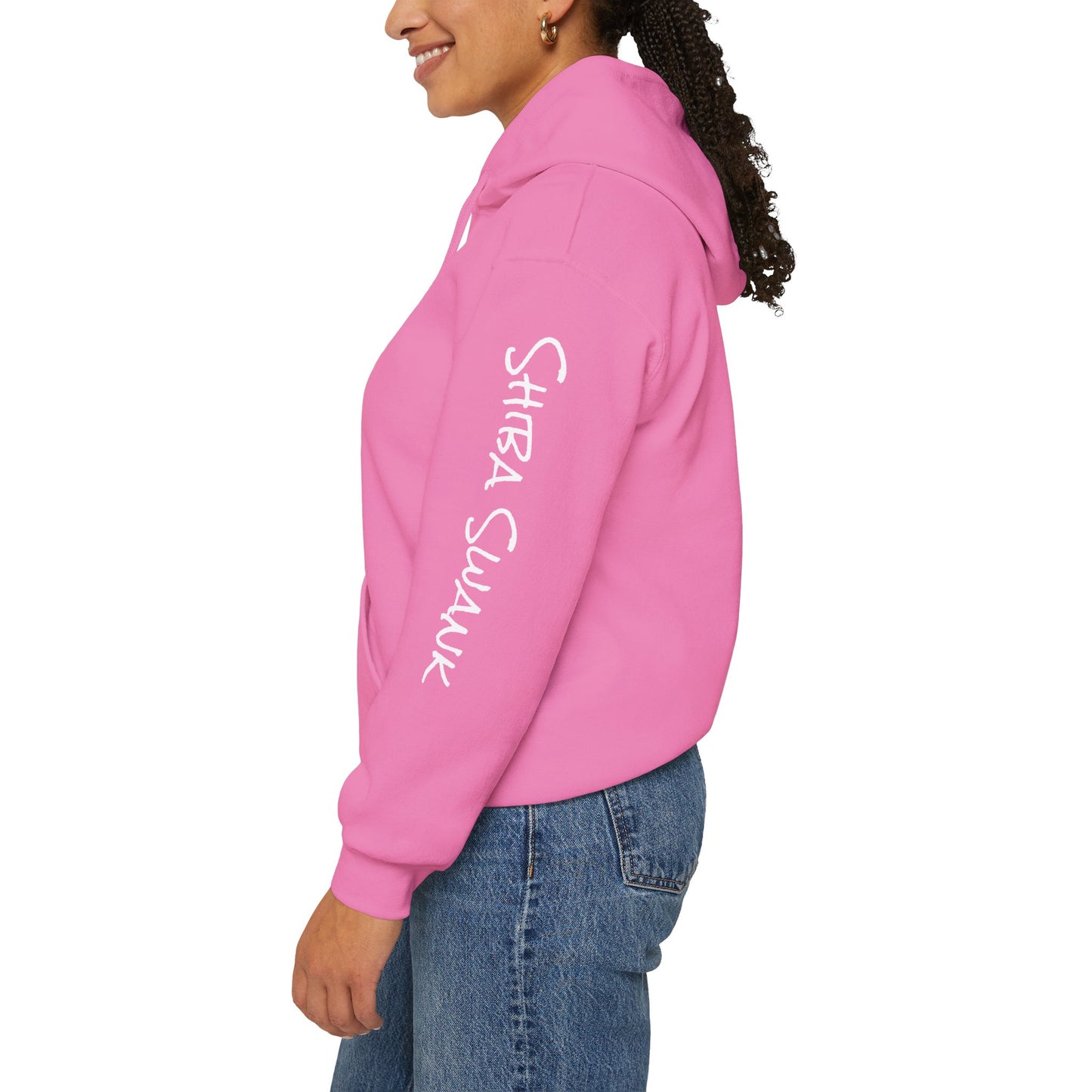 SHIBA SWANK Long Sleeve Unisex Heavy Blend™ Hooded Sweatshirt, Design On Front, Back and Sleeve