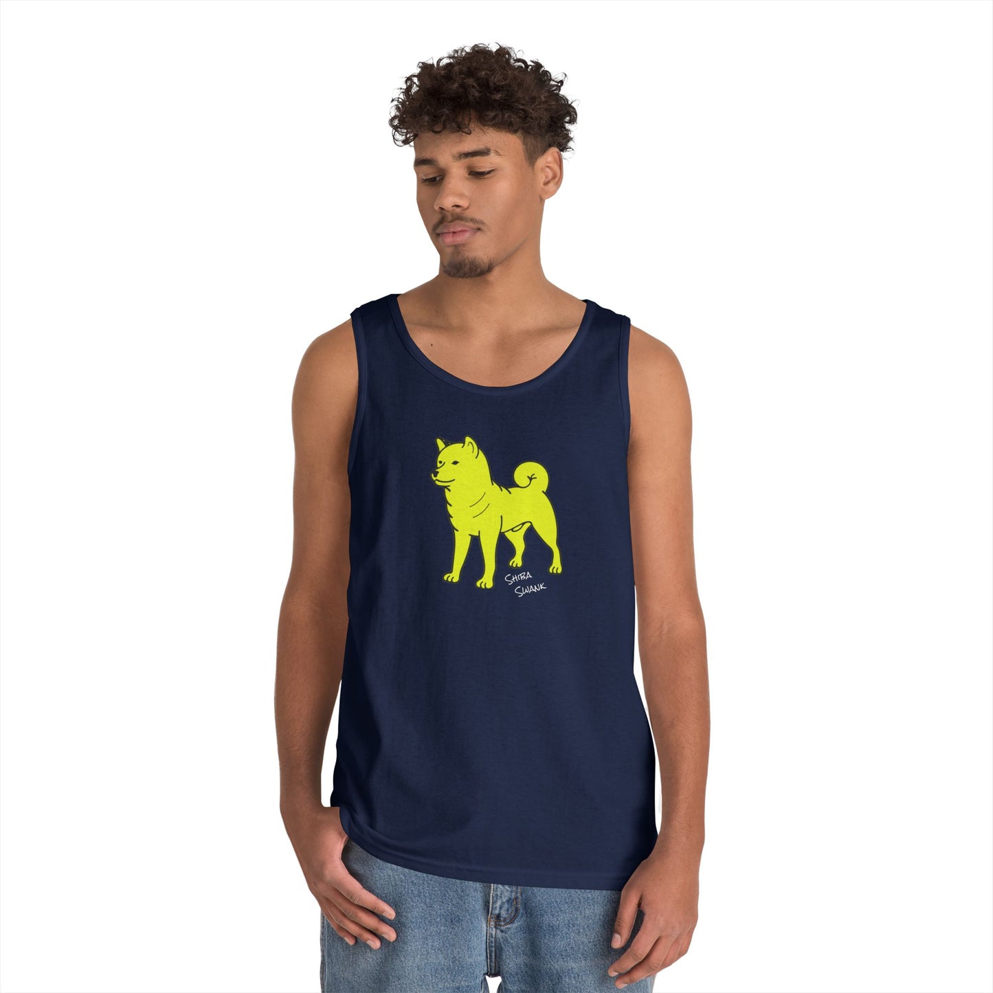 SHIBA SWANK Tank Top - Orange, Red, Yellow, White Designs on Several Color Tanks, Great For Beach, Sports, Yoga, Casual