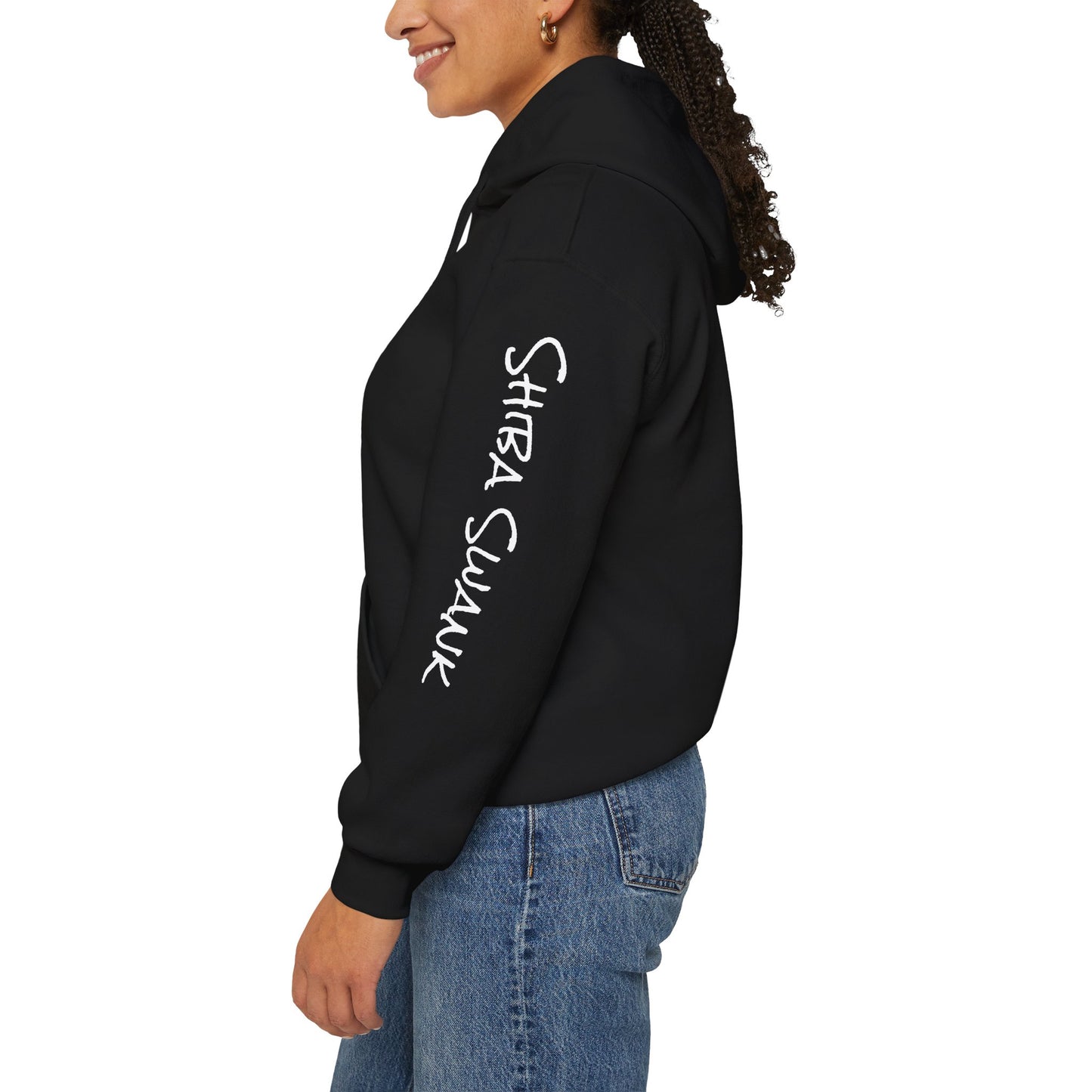 SHIBA SWANK Long Sleeve Unisex Heavy Blend™ Hooded Sweatshirt, Design On Front, Back and Sleeve