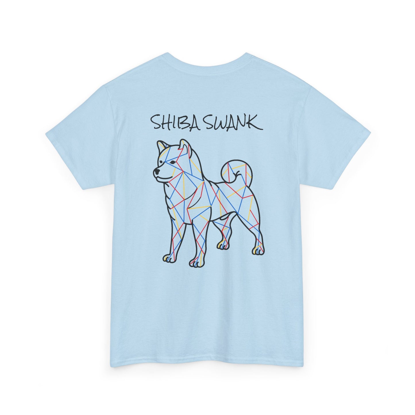 ORIGINAL SHIBA SWANK Short Sleeve Unisex Cotton T Shirt, Blue, Red and Yellow Design