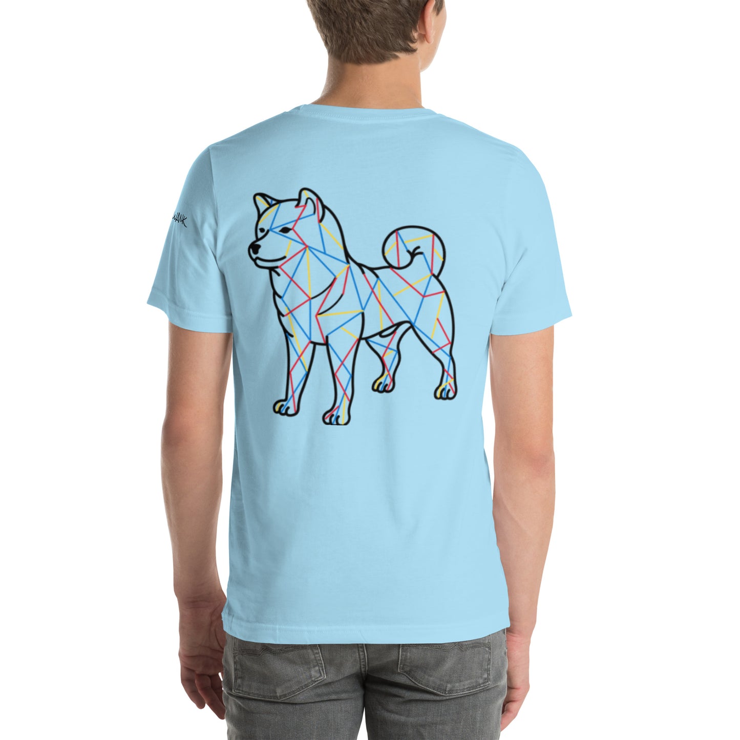 SHIBA SWANK Unisex Short Sleeve, Shiba Inu with Paw Print, Front, Back and Sleeve Design