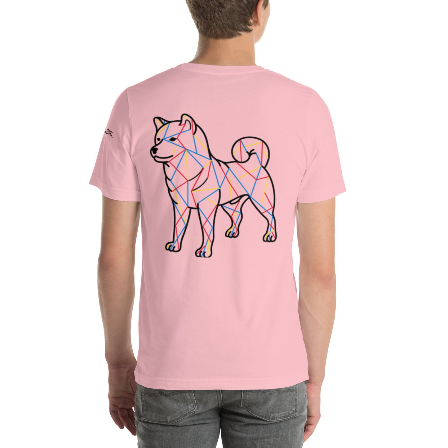 SHIBA SWANK Unisex Short Sleeve, Shiba Inu with Paw Print, Front, Back and Sleeve Design