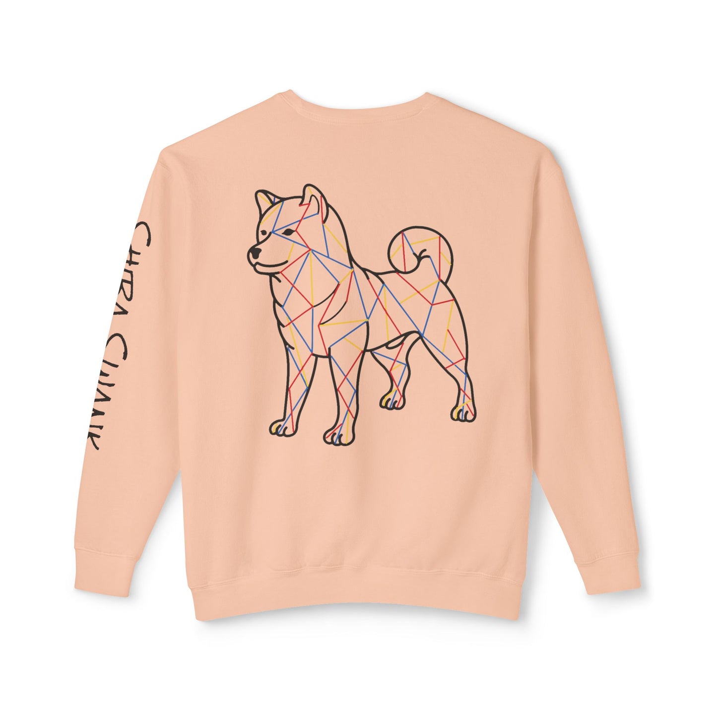 SHIBA SWANK Unisex Lightweight Crewneck Long Sleeve Sweatshirt Multi Colors, Design on Front, Back and Left Sleeve