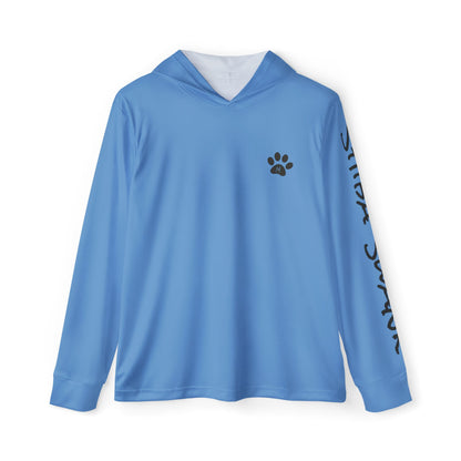 SHIBA SWANK Men's Sports Warmup Hoodie  - UPF 50+ Sun Protection - Great for Hiking, Cycling, Running, Working Out - Front and Back Design