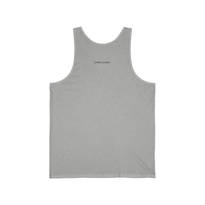 Men and Womens Jersey Tank, 3  Red, Yellow and Blue Shiba Silhouettes, Front and Back Design