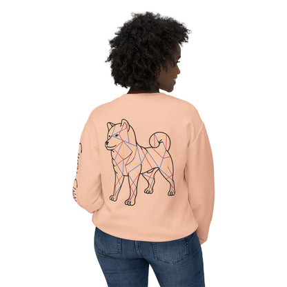 SHIBA SWANK Unisex Lightweight Crewneck Long Sleeve Sweatshirt Multi Colors, Design on Front, Back and Left Sleeve