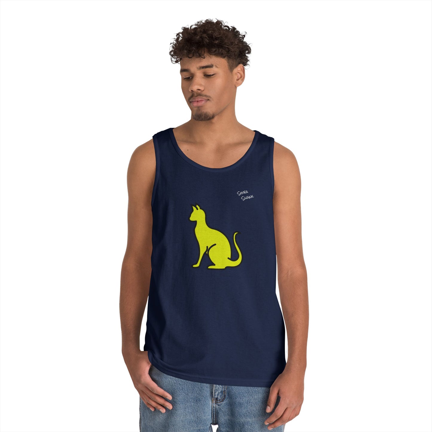 Feline Shiba Swank Tank Top - Beach, Sports, Yoga, Casual - Different Colors - Gift for Any Pet Owner, Heavy Cotton, Summer Sleeveless Tee