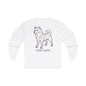 SHIBA SWANK Long Sleeve Shirt - Multi Colored Design On Back  - Paw Print on Front  - Pet Lovers - Fall Fashion - Winter Top