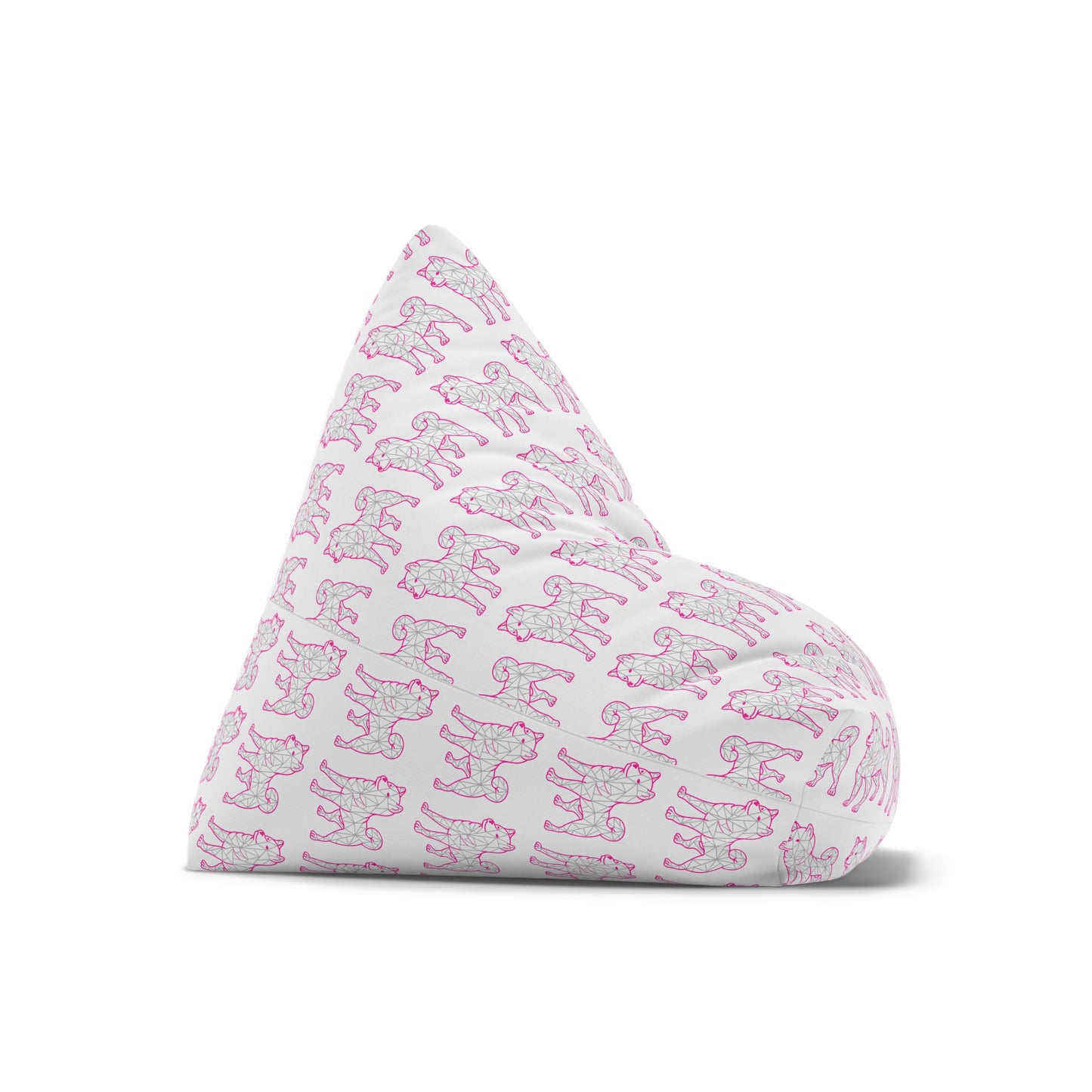 Bean Bag Cover - Shiba Inu Design  - Pink and Silver
