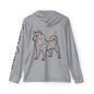 ORIGINAL SHIBA SWANK Design Men's Sports Warmup Hoodie  - UPF 50+ Sun Protection - Blue, Red and Yellow Print On Back