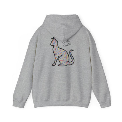 SHIBA SWANK Feline Hooded Sweatshirt  Unisex  - Long Sleeve - Multi Colored - Front and Back Design