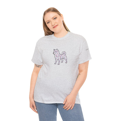 Purple and Pink Unisex Heavy Cotton Tee, Shiba Swank, Paw Print, Casual Tshirt, Trendy Graphic Shirt