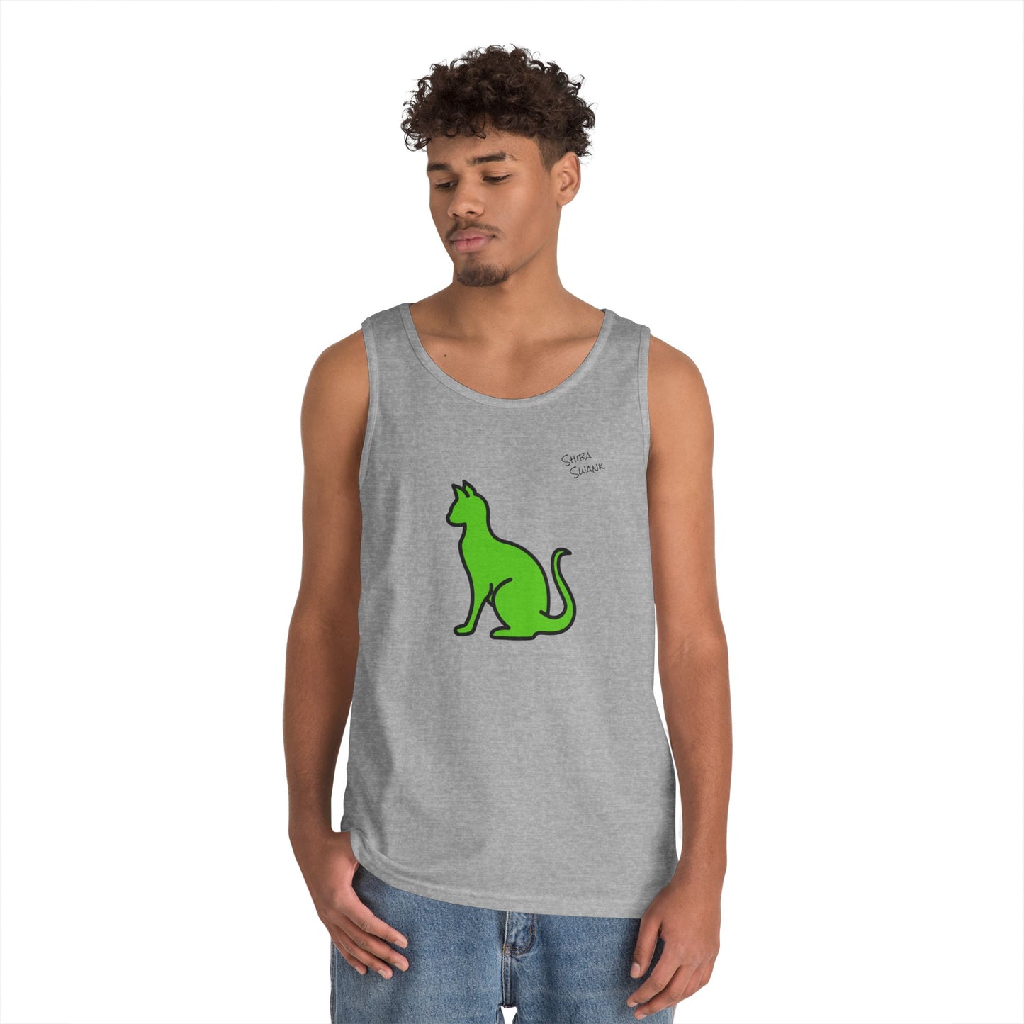 Feline Shiba Swank Tank Top - Beach, Sports, Yoga, Casual - Different Colors - Gift for Any Pet Owner, Heavy Cotton, Summer Sleeveless Tee