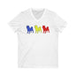 Original Brand Colors Short Sleeve V-Neck Tee, Three Shibas In Blue Yellow Red, Casual & Athletic Wear, Print On Front