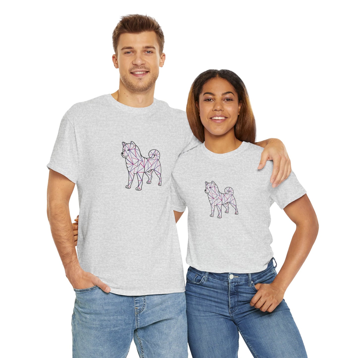 Purple and Pink Unisex Heavy Cotton Tee, Shiba Swank, Paw Print, Casual Tshirt, Trendy Graphic Shirt