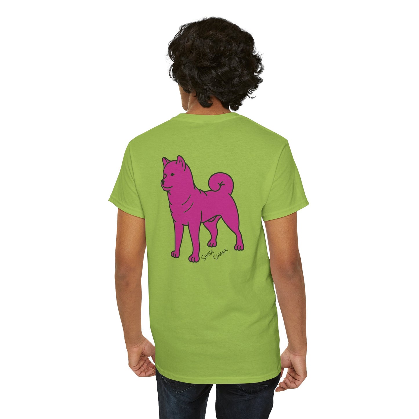 Pink Shiba Dog T-Shirt on Multi Color Shirts, Love and Success Shirt, Unisex Tee, Front and Back Design