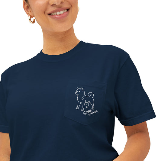 Shiba Swank Pocket T-Shirt, Multi Color Tee, Unisex Shirt, Cool Dog Print, Hipster Top, Unique Gift