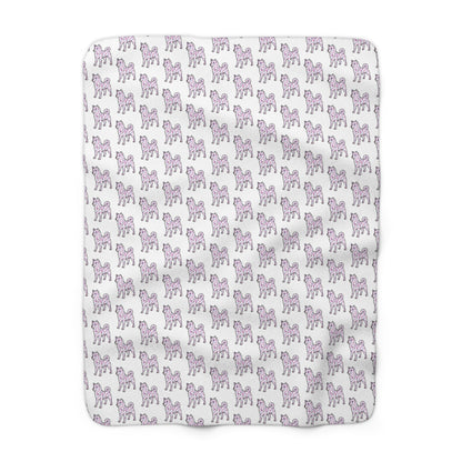 Shiba Inu  Sherpa Fleece Blanket   - Pink & Purple