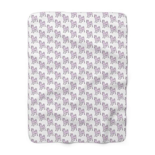 Shiba Inu  Sherpa Fleece Blanket   - Pink & Purple