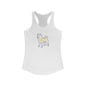 Women's Racerback Tank - Blue SHIBA SWANK Yellow Design for Hiking ,Yoga, Vacation