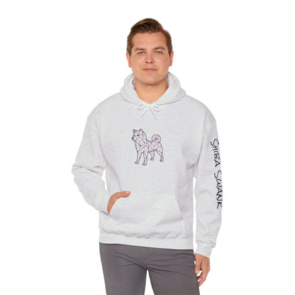 Shiba Inu Dog Athletic Casual Hoodie - Unisex Heavy Blend™ Hooded Sweatshirt, Pink & Purple Design, Gift for Dog Lovers, Cozy Sweatshirt,