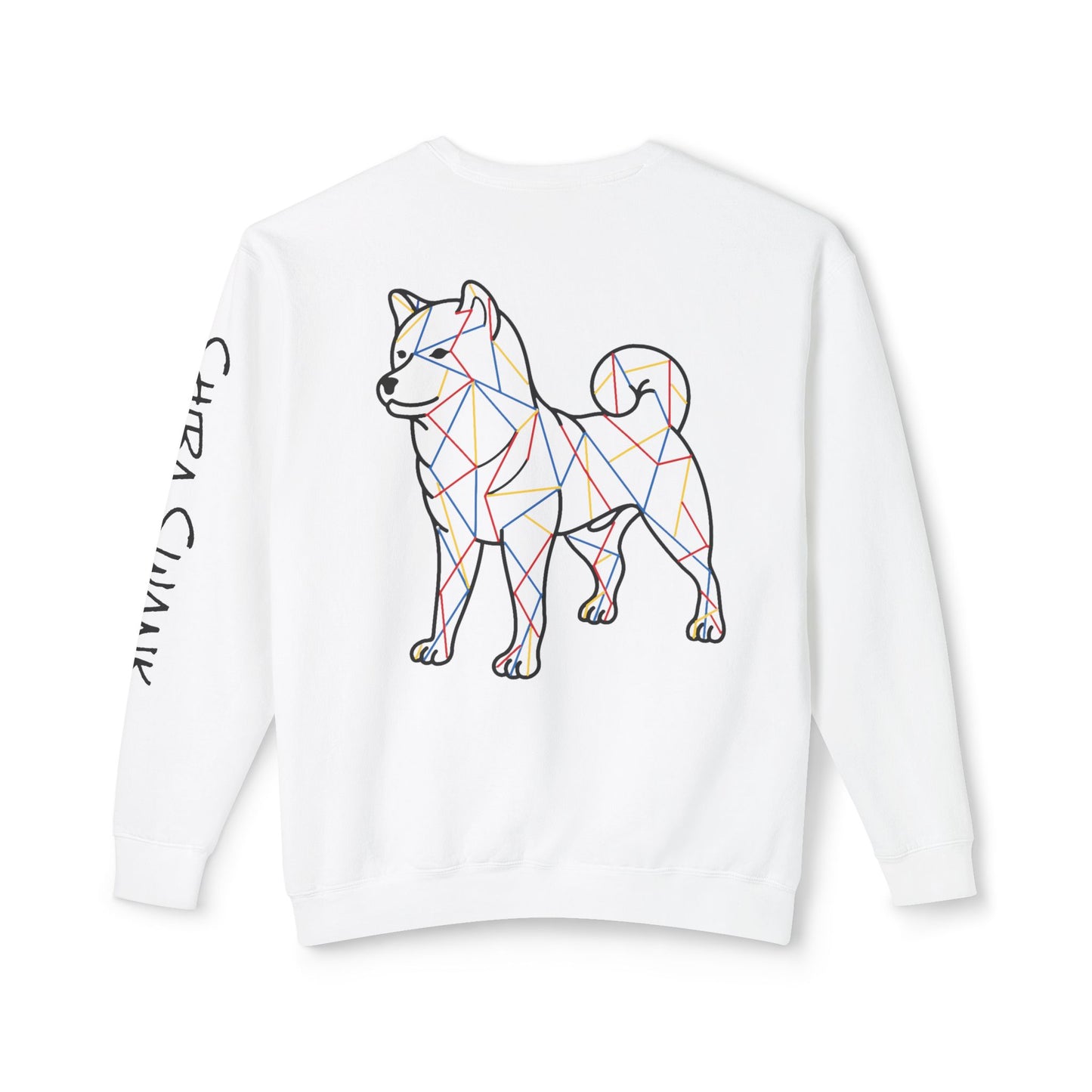 SHIBA SWANK Unisex Lightweight Crewneck Long Sleeve Sweatshirt Multi Colors, Design on Front, Back and Left Sleeve