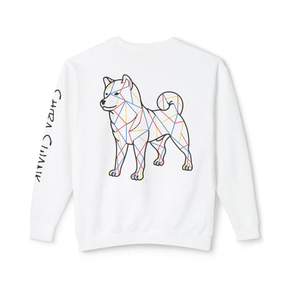 SHIBA SWANK Unisex Lightweight Crewneck Long Sleeve Sweatshirt Multi Colors, Design on Front, Back and Left Sleeve