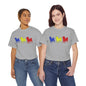 ORIGINAL Short Sleeve, Graphic T-Shirt, Blue, Yellow, Red Design For Strength, Happiness, Positivity  - Shiba Inu