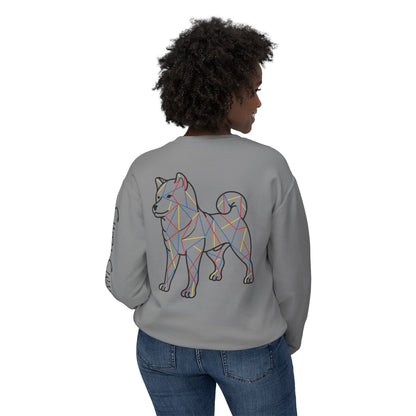 SHIBA SWANK Unisex Lightweight Crewneck Long Sleeve Sweatshirt Multi Colors, Design on Front, Back and Left Sleeve